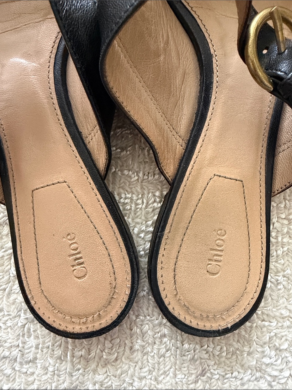 Chloe Black Scalloped Flats with Buckle Strap - size 7 - Picture 8 of 9
